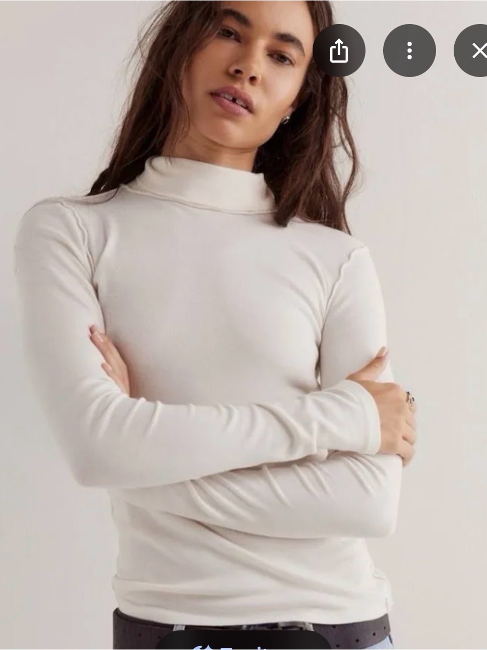 Free People Good Good Turtle Size S Lightweight White Turtleneck Long Sleeve Top